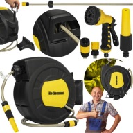 WĄŻ OGRODOWY ZE ZWIJACZEM 28MX13MM AUTOMATYCZNY Z DYSZĄ+PISTOLE ZRASZACZ+EL