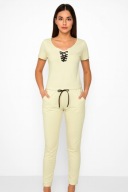 Żółty kombinezon oversize uniwersalny długie nogawki / relaxed fit – trend