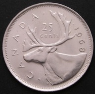 Kanada 25 centów 1968 - Łoś / ER II