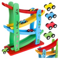 ZJEŻDŻALNIA DREWNIANA NA SAMOCHODZIKI ZABAWKA EDUKACYJNA DLA DZIECI