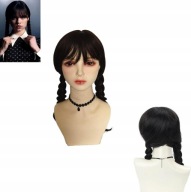 Wonderlandia peruka włosy długie czarny z grzywką