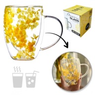 Szklanka termiczna z kwiatami w środku, hortensje 300 ml 1szt