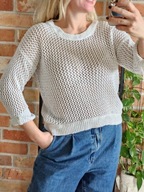 Wallis bluzka bluza sweter swetr ażur ażurowa srebrna nić r M