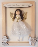 Pamiątka Pierwszej Komunii Świętej w ramce, Anioł Stróż makrama