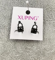 54939 KOLCZYKI czarna stal chirurgiczna kłódki z cyrkoniami