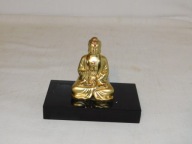 STARA MOSIĘŻNA FIGURKA BUDDY NA MARMUROWEJ PODSTAWIE