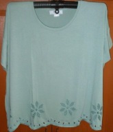 Bluzka damska morska zieleń ażurowe kwiaty Plus Size 44/46