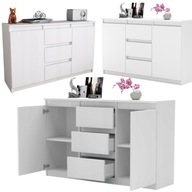 KOMODA BIAŁA Z SZUFLADAMI DUŻA BEZUCHWYTOWA DO SALONU POD TELEWIZOR