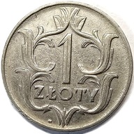 Moneta obiegowa o nominale 1 złotego z 1929 roku, wybita w niklu
