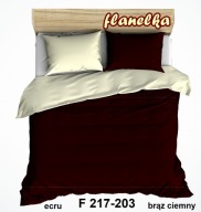 pościel z flaneli 160x200 + 2x70x80 guzik F 203/217 DUO ecru / brąz ciemny
