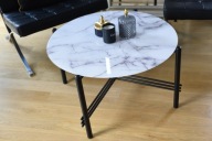 Stolik okrągły ława marmur biały