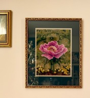 „Peonia” pastel olejna 29,7x21 cm / w oprawie 41,5x33,5