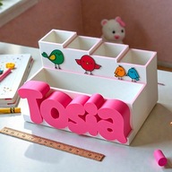 Organizer na biurko z imieniem dla dziewczynki WYBIERZ IMIE motyw PTASZKI