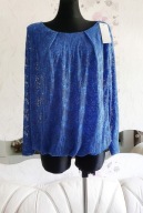 BLUZKALUŹNY CHABROWY KORONKA KWIATAMI ORNAMENTU delikatna siateczka vintage