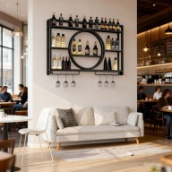 AWOYEP Wiszący Metalowy Regał Na Wino Czarny Do Baru Restauracji Wnętrz