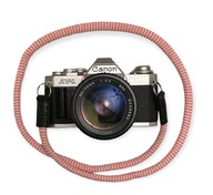 Pasek do aparatu bawełna biało-różowy analogowy