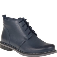 Botki Stella 4000/D granatowe - skórzane wygodne obuwie 38