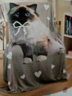 WYJĄTKOWY KOC DEKORACYJNY KOT SYAJMSKI 160X130CM