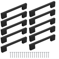 Uchwyt meblowy czarny, zestaw 10 szt. 96/128mm do szafek kuchennych