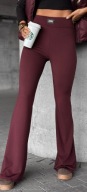 Legginsy dzwony marszczenia bordo burgund uni