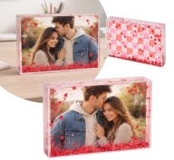 Ramka na zdjęcie 15x10 przezroczysta z ruchomymi serduszkami Walentynki