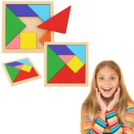 TANGRAM GRA LOGICZNA UKŁADANKA KREATYWNA KLOCKI DREWNIANE PUZZLE DLA DZIECI