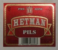 STARA ETYKIETA PIWO JASNE HETMAN PILS BROWAR KRASNYSTAW