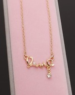 Łańcuszek – Love, Perła i Kryształ - kolor złoty