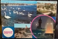 Widokowka Sopot z obiegu ze znaczkiem 1990