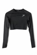 Gymshark crop top sportowy grafitowy z długim rękawem seamless XS/S