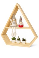 Drewniana duża półka ścienna „diament” naturalne drewno dekor