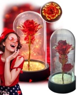 Wieczna róża w szkle świecąca LED pomysł na prezent walentynki ozdoba