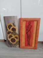 Dwa obrazy słoneczniki, boho, etno Afryka