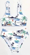 ŚLICZNY strój kąpielowy bikini r.170/176 biały palmy
