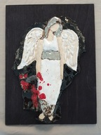 Anioł zemsty obrazek ceramiczny na sklejce