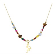 63220 Celebrytka złota stal chirurgiczna flaming naturalne koraliki