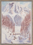 Weihovsky Joseph Alpy pejzaż zimowy z Górnej Engadyny akwarela sygnowana