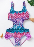 SUPER strój kąpielowy z wycięciami 146/152 fiolet mix