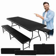 STÓŁ OGRODOWY SKŁADANY CATERINGOWY BANKIET Z ŁAWKAMI WALIZKA ZESTAW 180CM