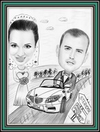 Karykatura portret ze zdjęcia prezent na ślub