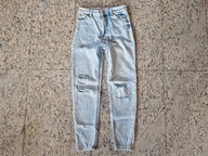 Bershka spodnie jeansowe jasne 34 XS 14/15 dziury