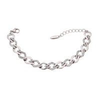 83720 BRANSOLETKA PLATYNOWANA 17+3 CM 10 MM elegancka z cyrkoniami