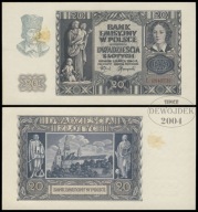 BNU - POLSKA GENERALNA GUBERNIA 20 Złotych 1940 L 2645732 # P150a # st 2++