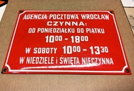 Tabliczka tablica szyld emaliowany Poczta Polska Wrocław lata 90-te