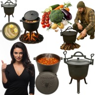 KOCIOŁEK ŻELIWNY MYŚLIWSKI 8L WĘGIERSKI TRÓJNÓG NA OGNISKO GRILLA DO ZUPY