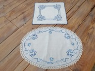 LNIANE NATURALNE FOLKOWE SERWETY HAFT RĘCZNY KORONKA 39x54 i 35x36 nr.16