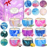 Zestaw 9 Świec Zapachowych 180H Palenia Wosjk Sojowy Prezent dla Kobiet