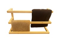 Drewniany wieszak na trzy ręczniki półka ścienna naturalne drewno