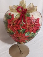 Bombka serce ręcznie zdobiona 15 CM decoupage SD23