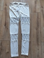 Spodnie legginsy damskie M ekri koronka otulające efektowne getry